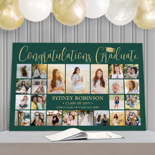 Graduation Congrats 23 Photo Collage Green & Gold Foam Board