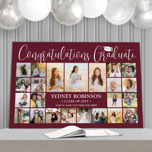 Graduation Congrats 23 Photo Collage Maroon Red Foam Board