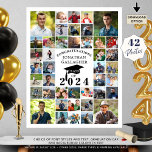 Graduation Congrats 42 Photo Collage Black White Poster<br><div class="desc">Easily create a graduation photo memories poster print utilizing this easy-to-upload photo collage template with 42 square pictures of your graduate through the years to display at your graduation party or as a commemorative keepsake. The editable black and white design features the title CONGRATULATIONS NAME and class year accented with...</div>
