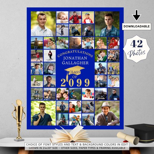 Graduation Congrats 42 Photo Collage Royal Gold