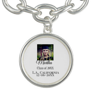 Graduation congrats add name photo city date class bracelet