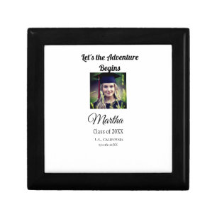 Graduation congrats add name photo city date class gift box