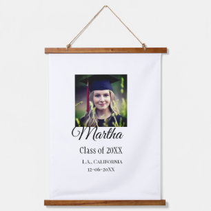 Graduation congrats add name photo city date class hanging tapestry