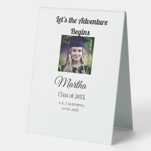 Graduation congrats add name photo city date class table tent