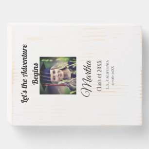 Graduation congrats add name photo city date class wooden box sign