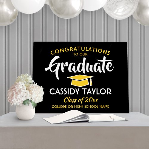 Graduation Congrats Black Gold Yellow and White Foam Board