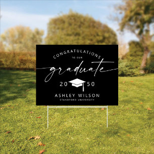 Graduation Congrats Black Yard Sign