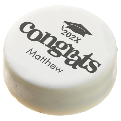 Graduation Congrats Bold Modern Black White Custom Chocolate Covered Oreo