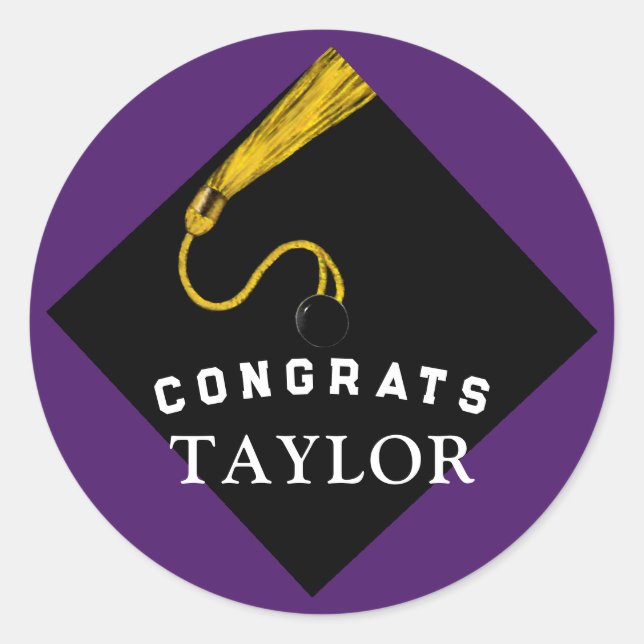 Graduation Congrats Classic Round Sticker (Front)