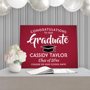 Graduation Congrats Elegant Red White and Black Foam Board