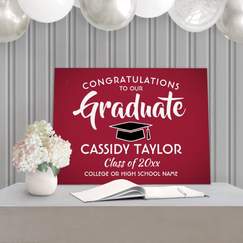 Graduation Congrats Elegant Red White and Black Foam Board