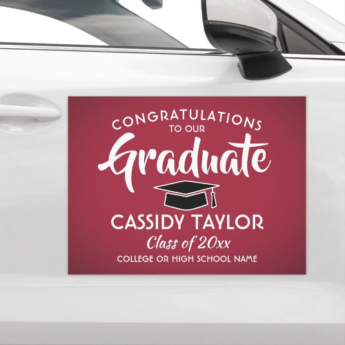 Graduation Congrats Elegant Red White Black Parade Car Magnet