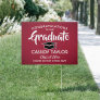 Graduation Congrats Elegant Red White & Black Yard Sign