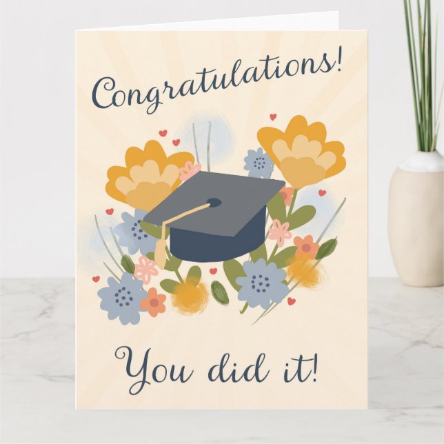 Graduation Congrats! Floral Grad for Her Greeting Card (Front)