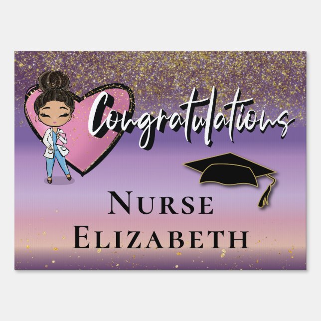 Graduation Congrats Gold Medical Nurse Sign (Front)