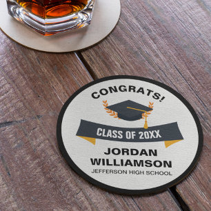 Graduation Congrats Grad Class of 20XX Custom Round Paper Coaster