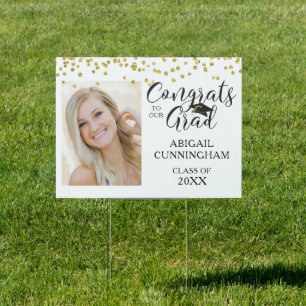 Graduation CONGRATS GRAD Photo Script Confetti Sign