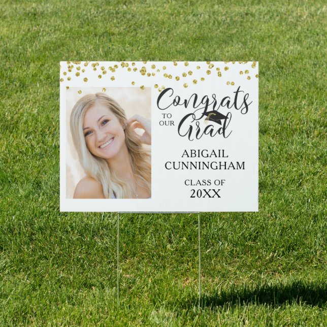Graduation CONGRATS GRAD Photo Script Confetti Sign (Insitu)