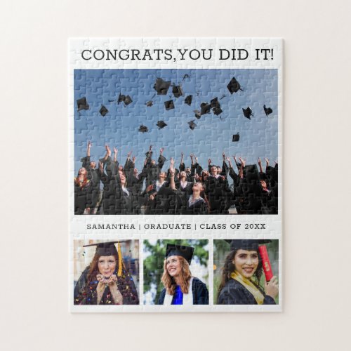 Graduation  Congrats Graduate 3 Photo Collage Jigsaw Puzzle