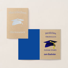 Graduation Congrats in  German  -  silver Kraft Foil Card