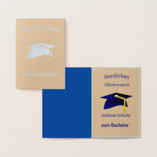 Graduation Congrats in German - silver Kraft Foil Card