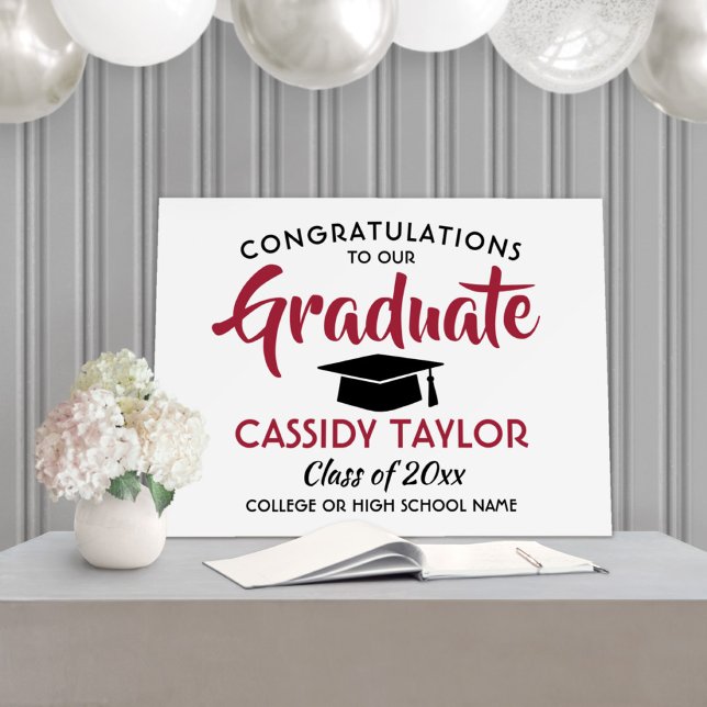 Graduation Congrats Modern Red White and Black Foam Board (Creator Uploaded)