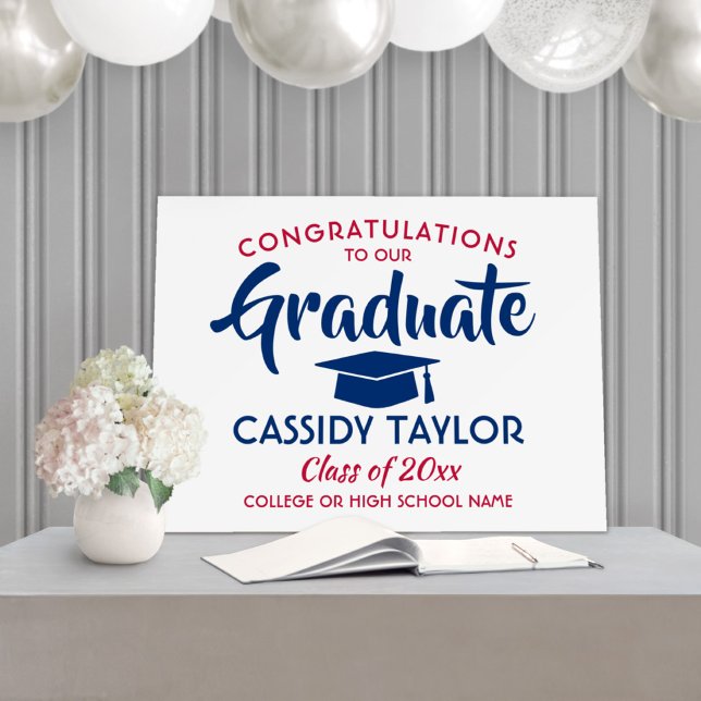 Graduation Congrats Modern Red White and Blue Foam Board (Creator Uploaded)