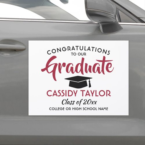 Graduation Congrats Modern Red White Black Parade Car Magnet