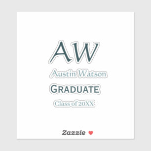 Graduation congrats monogram blue gray name 20XX c Sticker