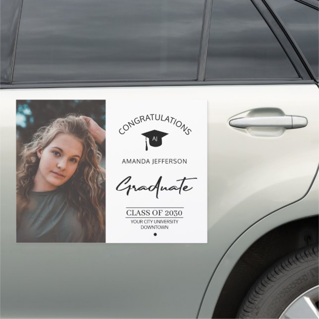Graduation congrats name elegant photo graduate ca car magnet (In Situ)