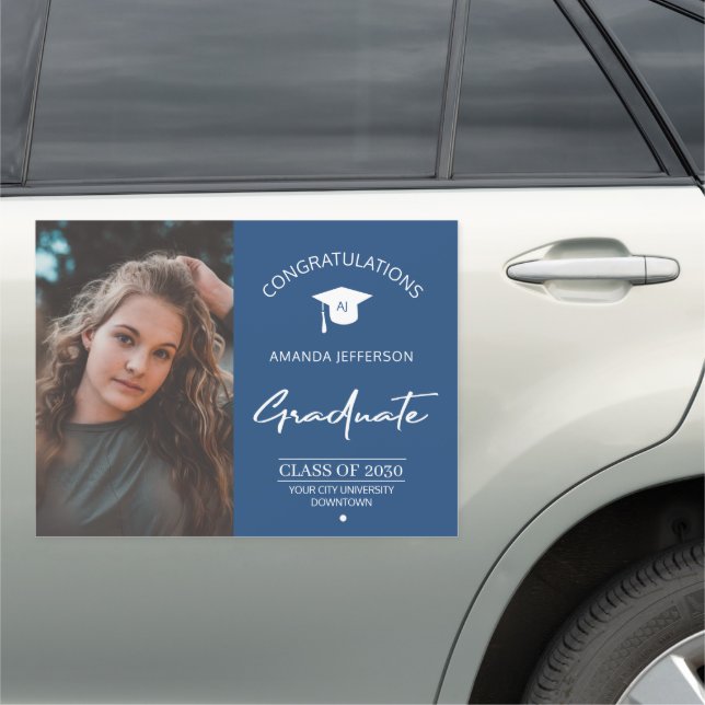 Graduation congrats name elegant photo graduate car magnet (In Situ)