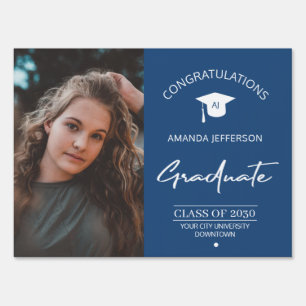 Graduation congrats name elegant photo graduate sign