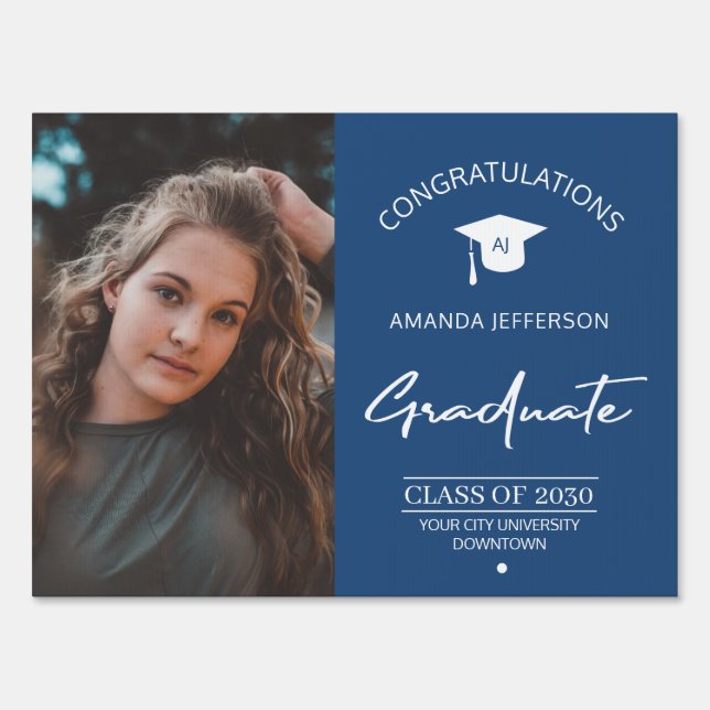 Graduation congrats name elegant photo graduate sign (Front)