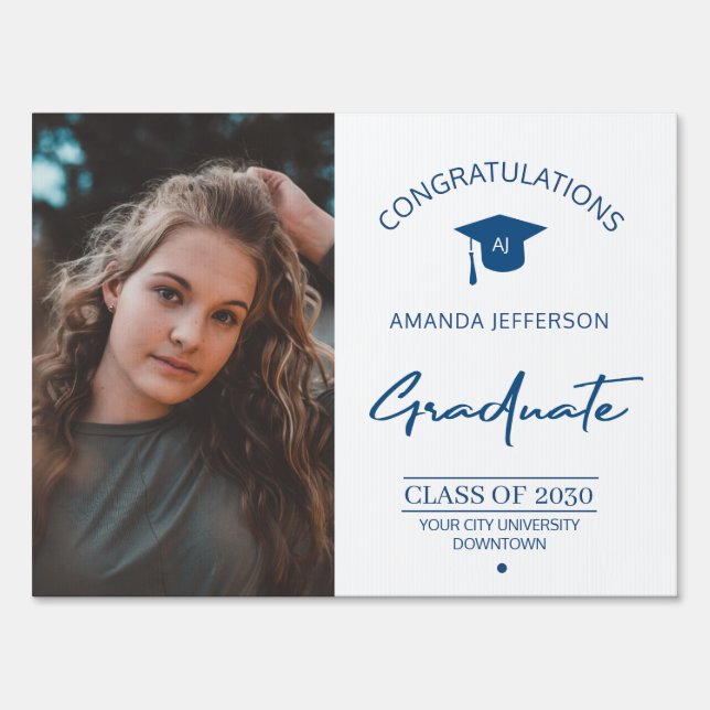 Graduation congrats name elegant photo graduate sign (Front)