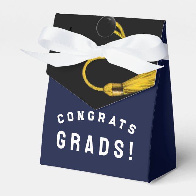 Graduation Congrats Navy Blue Favor Box (Front Side)
