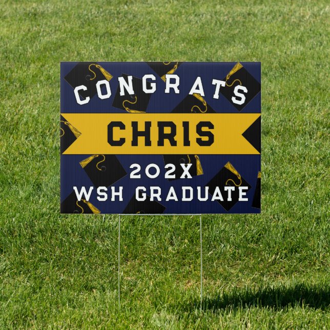 Graduation Congrats Navy Blue Sign (Insitu)