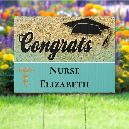 Graduation Congrats Nurse Medical Caduceus Sign