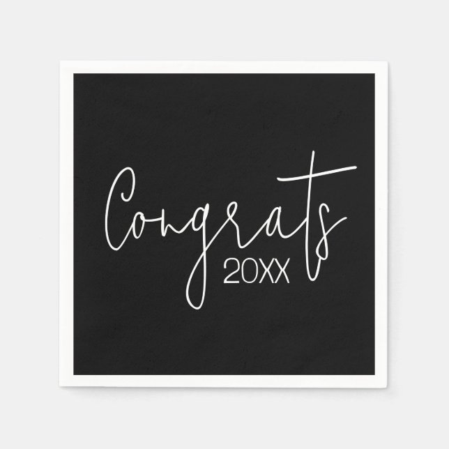 Graduation Congrats On Black Napkins (Front)