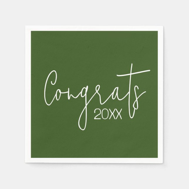 Graduation Congrats On Green Napkins (Front)