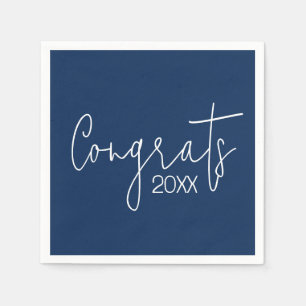 Graduation Congrats On Navy Blue Napkins
