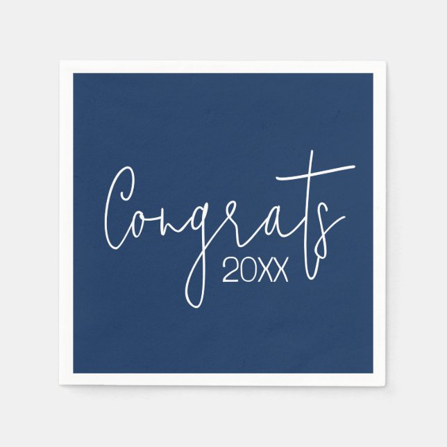 Graduation Congrats On Navy Blue Napkins (Front)