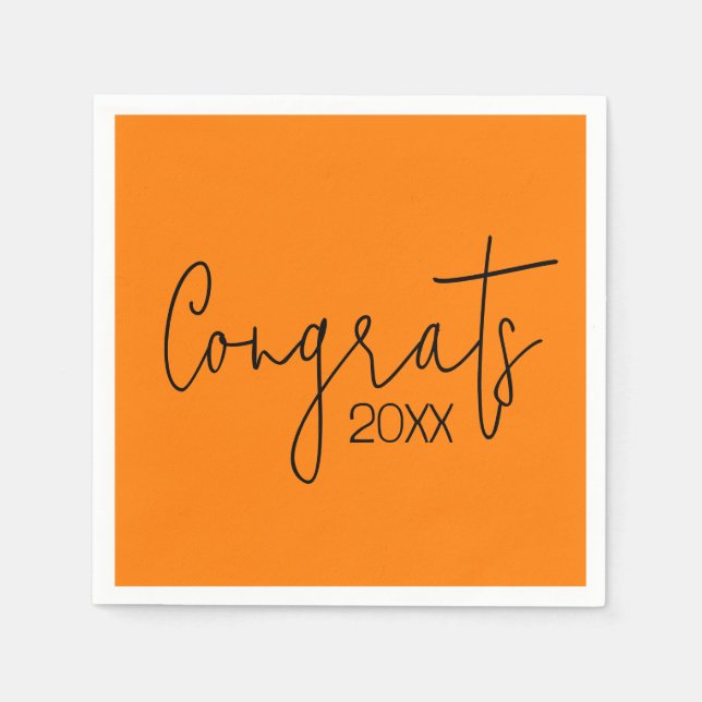 Graduation Congrats On Orange Napkins (Front)