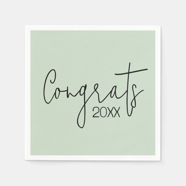 Graduation Congrats On Sage Green Napkins (Front)