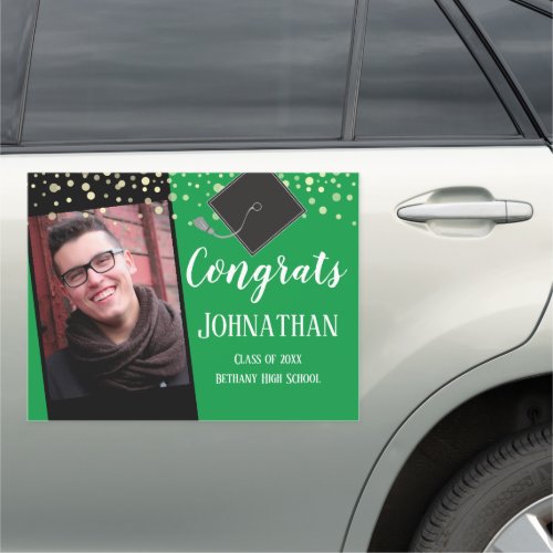 Graduation Congrats One Photo Large Green Car Magnet