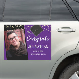 Graduation Congrats One Photo Large Purple Car Magnet