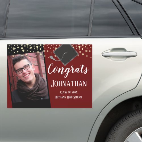 Graduation Congrats One Photo Large Wine Car Magnet