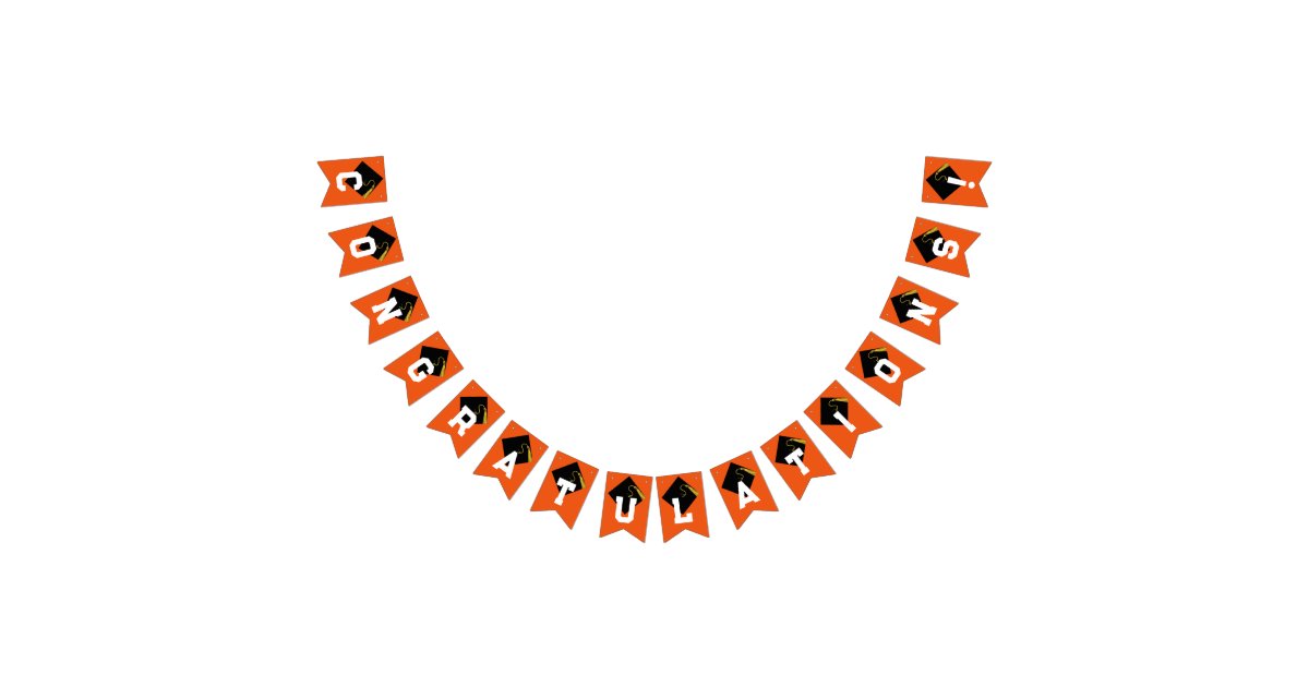 Graduation Congrats Orange Bunting Flags | Zazzle