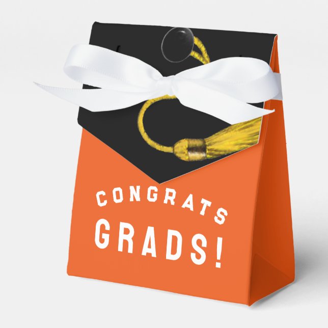 Graduation Congrats Orange Favor Box (Front Side)