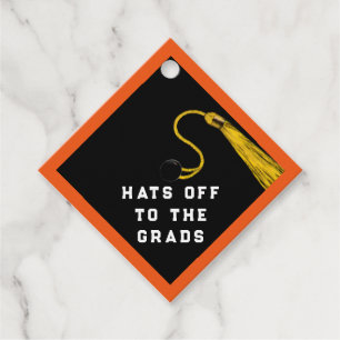 Graduation Congrats Orange Favor Tags
