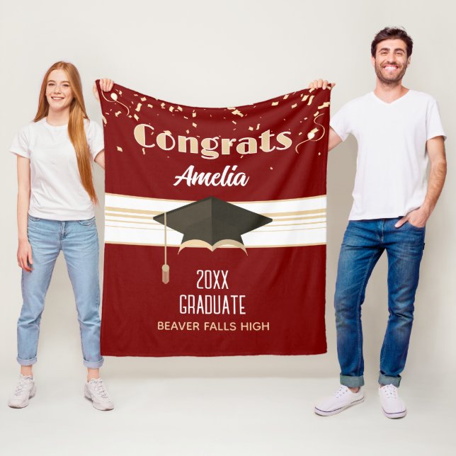 Graduation Congrats! Personalized Fleece Blanket (In Situ)